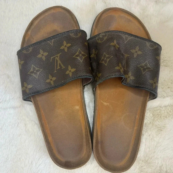 Louis Vuitton Monogram Brown Slide Sandals - Picture 3 of 8